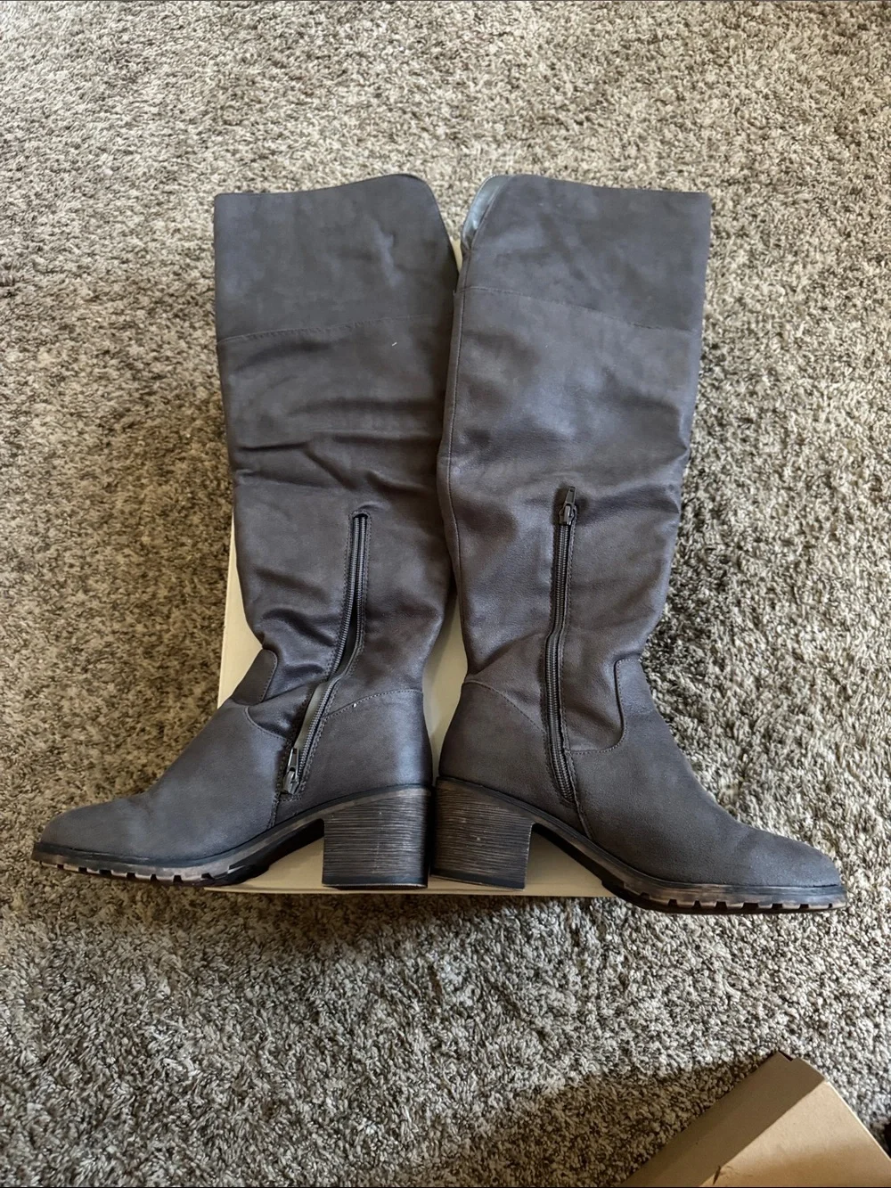 Rampage Over-the-Knee Heeled Boots - Gray